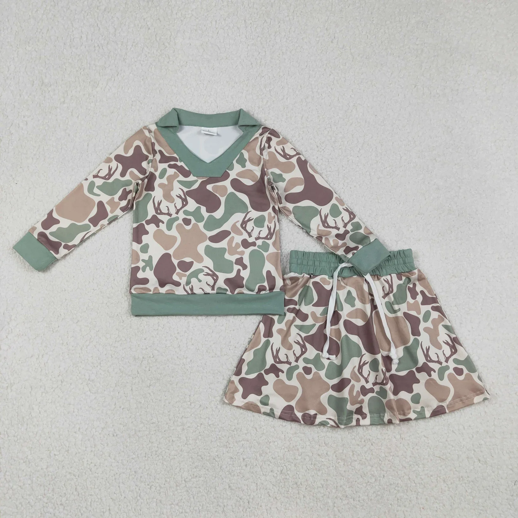 Wholesale Infant Long Sleeves Deer Camo Print Shirts Clothes Baby Girl Outfit Toddler Skirt Green Shorts Children Kids Set
Wholesale Infant Long Sleeves Deer Camo Print Shirts Clothes Baby Girl Outfit Toddler Skirt Green Shorts Children Kids Set