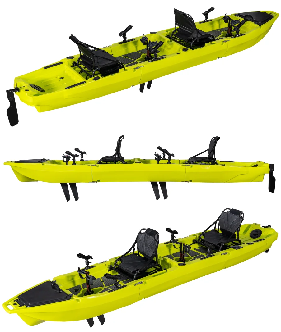 14ft Modular 2-Seater Fishing Kayak Dectable HDPE Hull Pedal Kayak with 2 Fins or Motor for River or Sea Use
14ft Modular 2-Seater Fishing Kayak Dectable HDPE Hull Pedal Kayak with 2 Fins or Motor for River or Sea Use