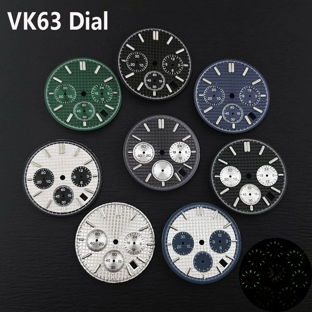 Мужские часы с циферблатом VK63, циферблат с пандой, зеленый светящийся циферблат, подходит для часов с механизмом VK63, аксессуары, инструменты для ремонта
Мужские часы с циферблатом VK63, циферблат с пандой, зеленый светящийся циферблат, подходит для часов с механизмом VK63, аксессуары, инструменты для ремонта