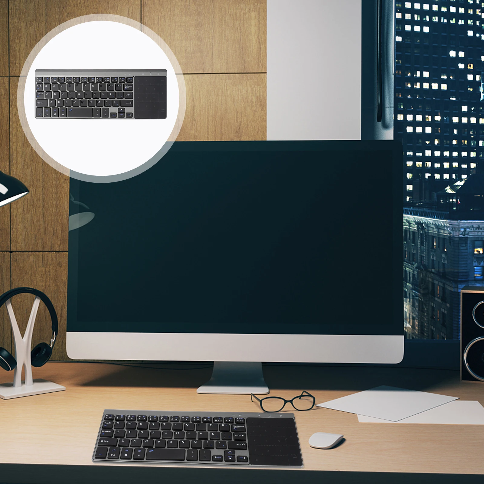 Compact Wireless Keyboard Touchpad 2.4ghz Portable Ultrathin Design Durable ABS Material for Travel and Office