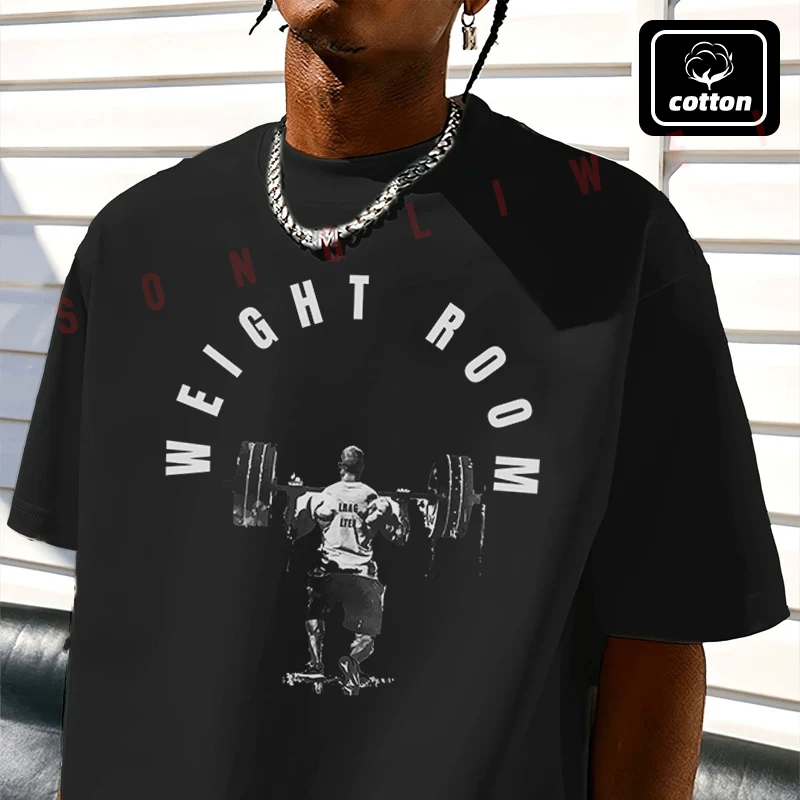 Men's Cotton T-Shirt Motorcycle Man Lifting A Weight With Several Discs Decorated Tshirt Men's Casual Short Sleeve Tee
Men's Cotton T-Shirt Motorcycle Man Lifting A Weight With Several Discs Decorated Tshirt Men's Casual Short Sleeve Tee