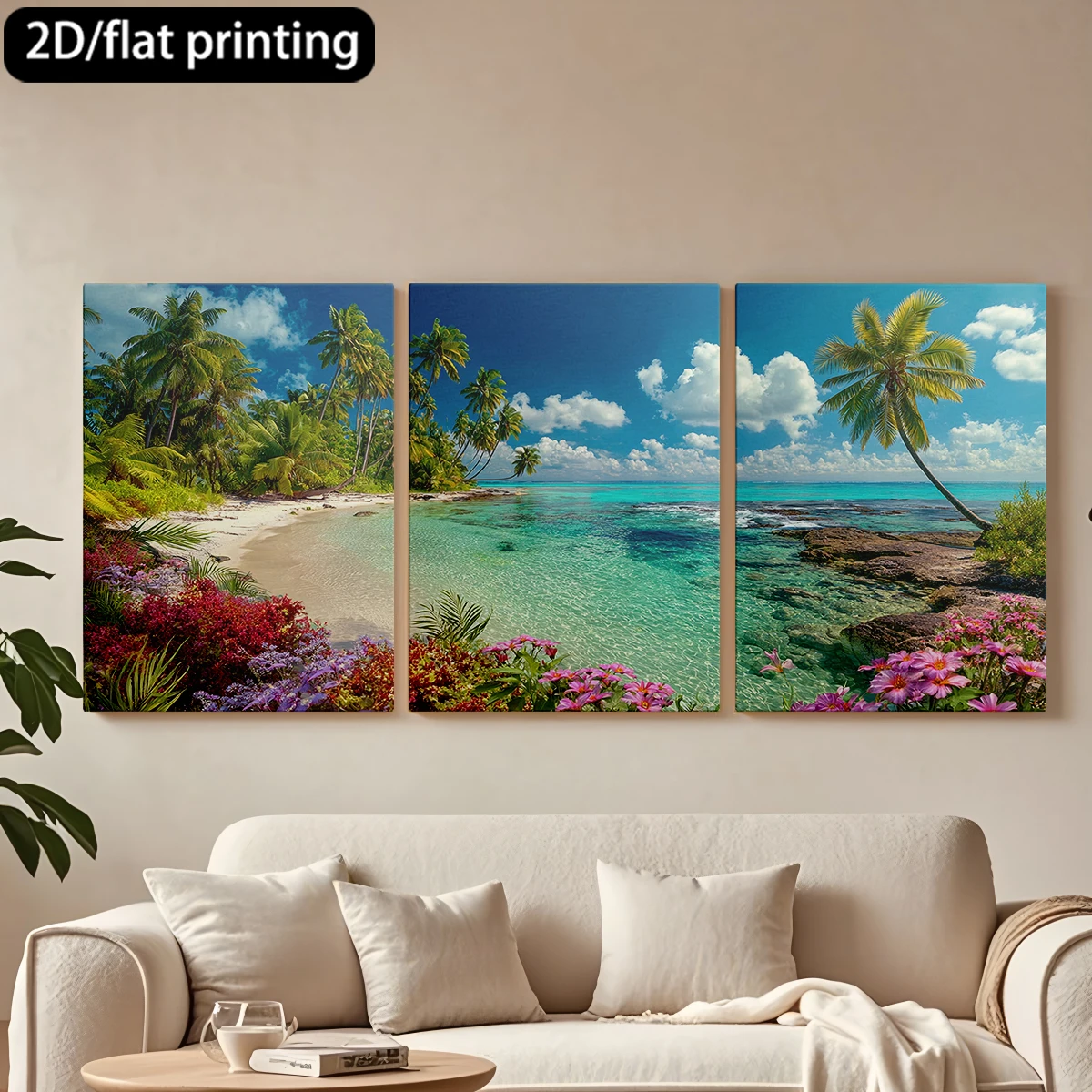 2D flat printing 3pc wooden frame canvas decorative painting Tropical beach, clear waters, palms.Corridor bedroom decoration
2D flat printing 3pc wooden frame canvas decorative painting Tropical beach, clear waters, palms.Corridor bedroom decoration