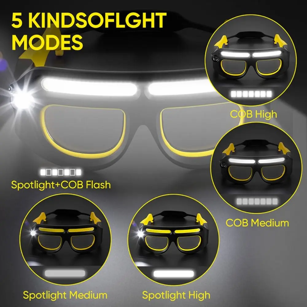 Portable 5 Modes LED Glasses Headlights Windproof Safety Multifunctional Headlamp Bright Lights Rechargeable Work Lights Cycling
Portable 5 Modes LED Glasses Headlights Windproof Safety Multifunctional Headlamp Bright Lights Rechargeable Work Lights Cycling