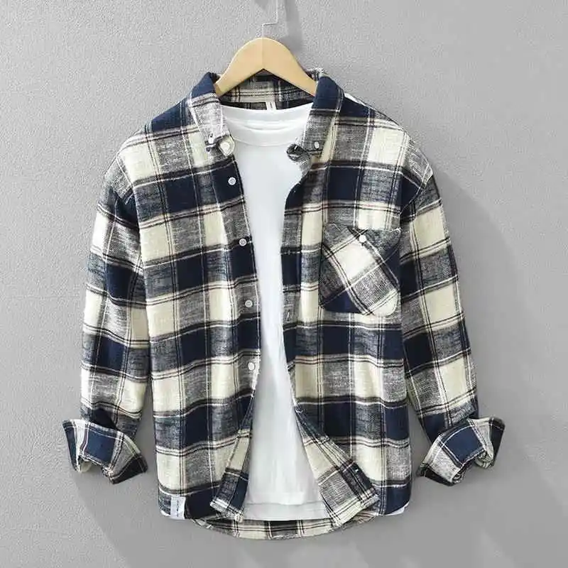 Men's Checkered Long Shirt Top Casual Cotton Flannel Pocket Design Iron-Free Daily Wear Comfortable Fit Japanese Style
Men's Checkered Long Shirt Top Casual Cotton Flannel Pocket Design Iron-Free Daily Wear Comfortable Fit Japanese Style