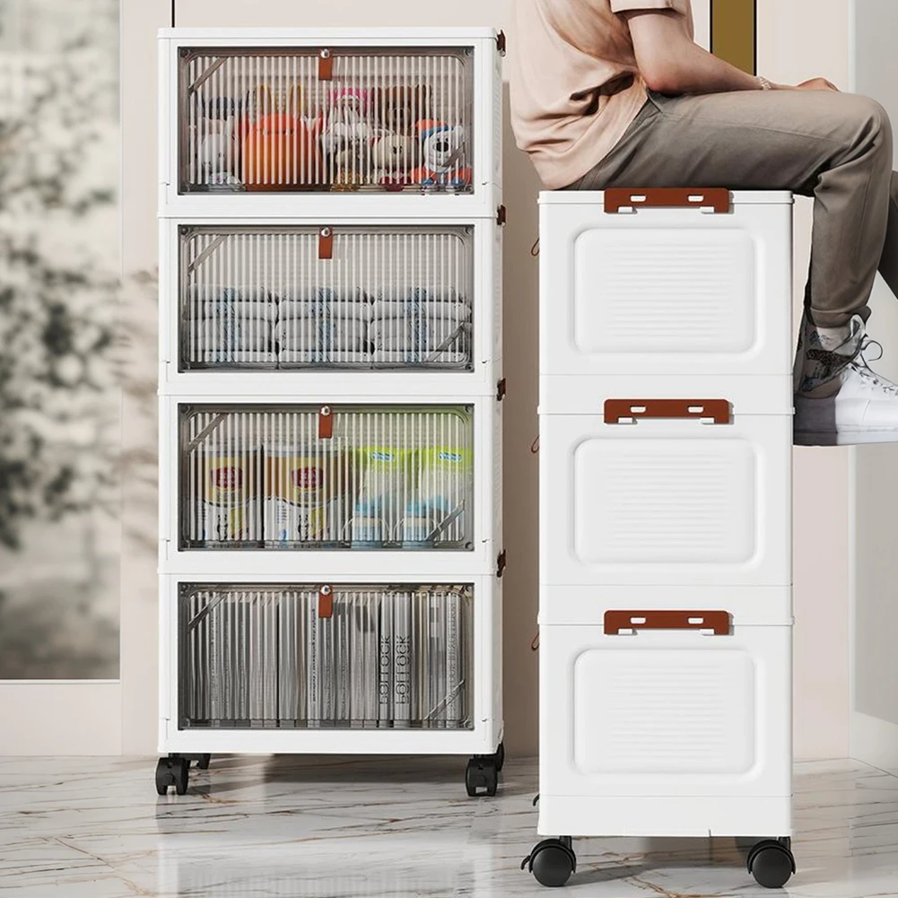 4 Layers Multifunctional Foldable Storage Cabinet with Doors & Wheels Stackable Storage Bins Clothing Sundries Cabinet
4 Layers Multifunctional Foldable Storage Cabinet with Doors & Wheels Stackable Storage Bins Clothing Sundries Cabinet