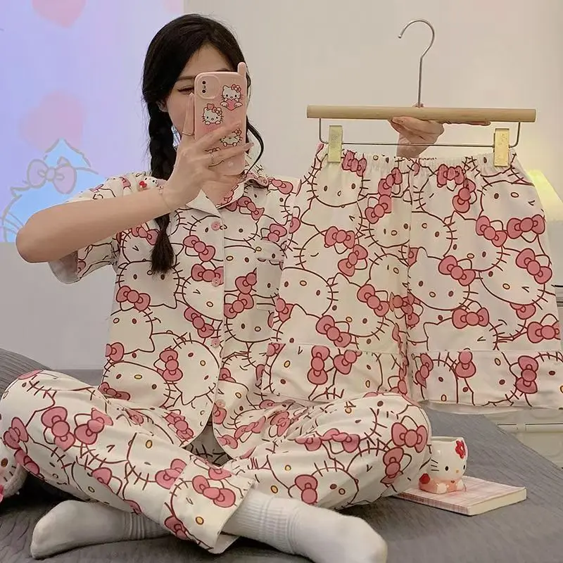 3pcs Hello Kitty Long Pajamas KT Cat Kawaii Loose Sleepwear Pajamas Sets Short Clothes Girl Home Dress Christmas Birthday Gifts
3pcs Hello Kitty Long Pajamas KT Cat Kawaii Loose Sleepwear Pajamas Sets Short Clothes Girl Home Dress Christmas Birthday Gifts