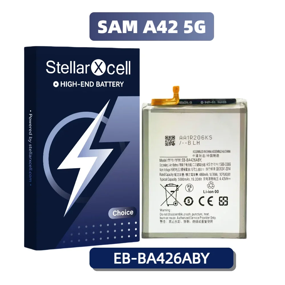 Аккумулятор StellarXcell для Samsung A42 5G A32 5G A72 45 5G A326 A725 M22 M32 5G Замена аккумулятора премиум-класса из чистого кобальта
Аккумулятор StellarXcell для Samsung A42 5G A32 5G A72 45 5G A326 A725 M22 M32 5G Замена аккумулятора премиум-класса из чистого кобальта