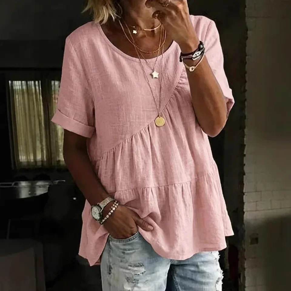 2026 New Womens Fashion Casual Comfortable Round Neck Solid Color Loose Short Sleeve T Shirt Skirt Hem Layer Sense Top
2026 New Womens Fashion Casual Comfortable Round Neck Solid Color Loose Short Sleeve T Shirt Skirt Hem Layer Sense Top