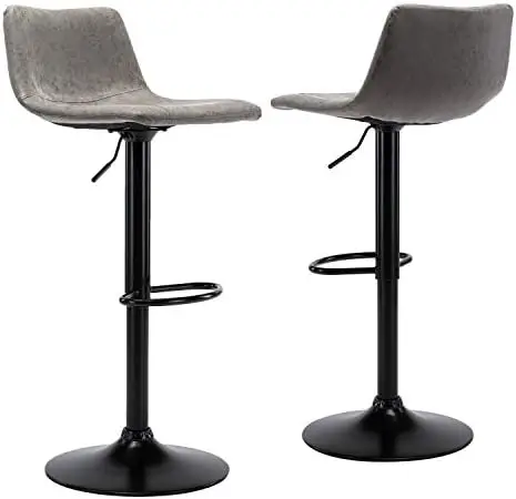 Height Adjustable Barstools for Pub, Kitchen and Home with Back, Swivel Chairs, Vintage Vinyl Leather, Set of 2, Retro Grey
Height Adjustable Barstools for Pub, Kitchen and Home with Back, Swivel Chairs, Vintage Vinyl Leather, Set of 2, Retro Grey