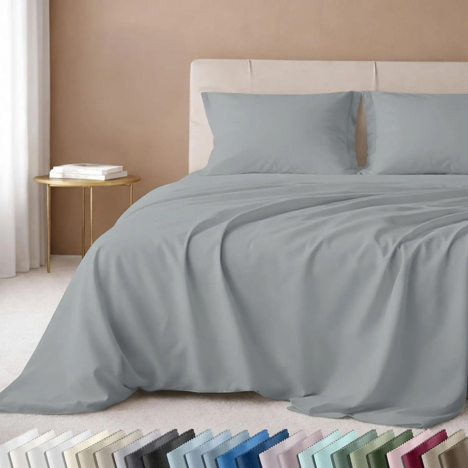 Queen Sheet Set 600 Thread Count Sateen Cotton Sheets Deep Pocket Fitted Sheet with Elastic for Snug Fit Light Grey
Queen Sheet Set 600 Thread Count Sateen Cotton Sheets Deep Pocket Fitted Sheet with Elastic for Snug Fit Light Grey