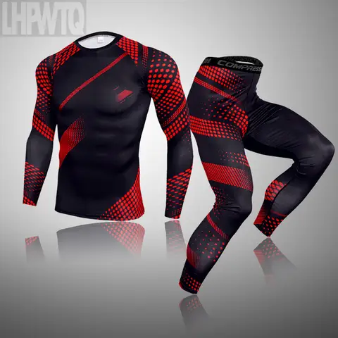 Winter Men Lined Thermal Underwear Set Motorcycle Skiing Base Layer Warm Running Shirts & Tops Bottom Men's Ski Underwear Suit