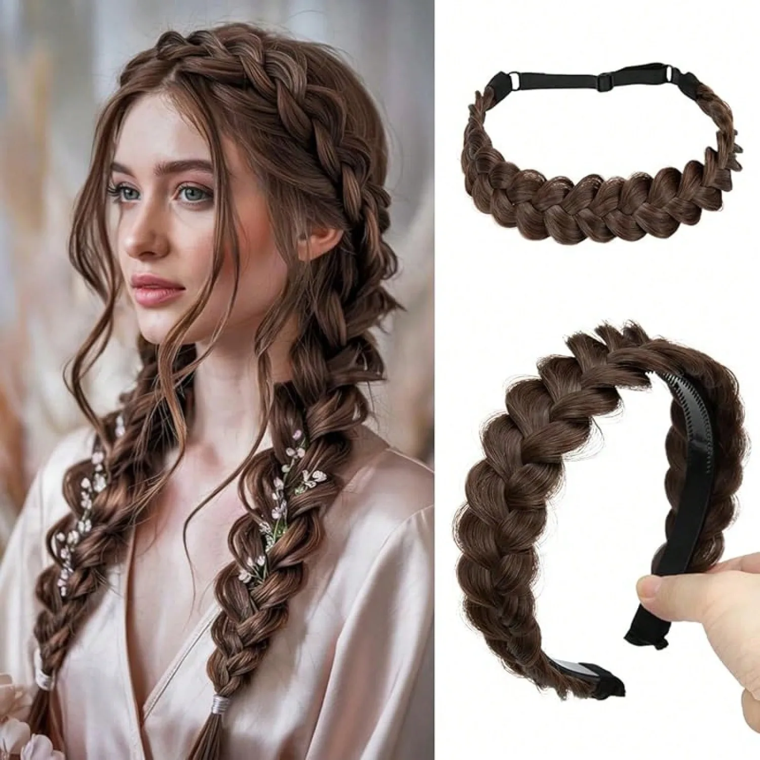 2PCs Braided Headbands Hair Piece Women Synthetic Hair Hoops Handmade Braid Elastic Stretch Headwrap Dark Brown Fashion Hair Accessories
2PCs Braided Headbands Hair Piece Women Synthetic Hair Hoops Handmade Braid Elastic Stretch Headwrap Dark Brown Fashion Hair Accessories