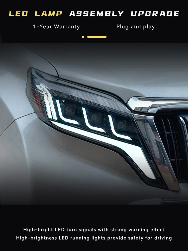 Автомобильные фары для Toyota Prado 2014-2017 LC150, светодиодные автомобильные фары в сборе, обновленный проектор, 3-объектив, аксессуары для анимационных ламп
Автомобильные фары для Toyota Prado 2014-2017 LC150, светодиодные автомобильные фары в сборе, обновленный проектор, 3-объектив, аксессуары для анимационных ламп
