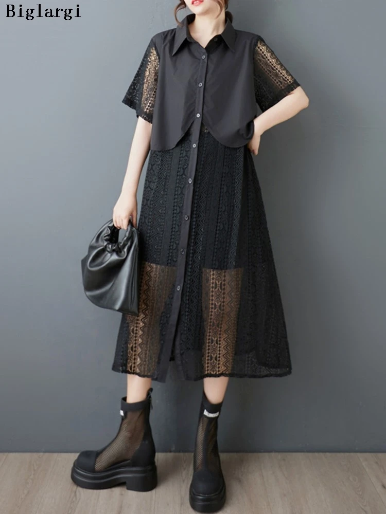 Oversized Summer Shirts Dress Women Hollow Out Embroidery Patchwork Modis Ladies Dresses Casual Loose Ruffle Pleated Woman Dress
Oversized Summer Shirts Dress Women Hollow Out Embroidery Patchwork Modis Ladies Dresses Casual Loose Ruffle Pleated Woman Dress