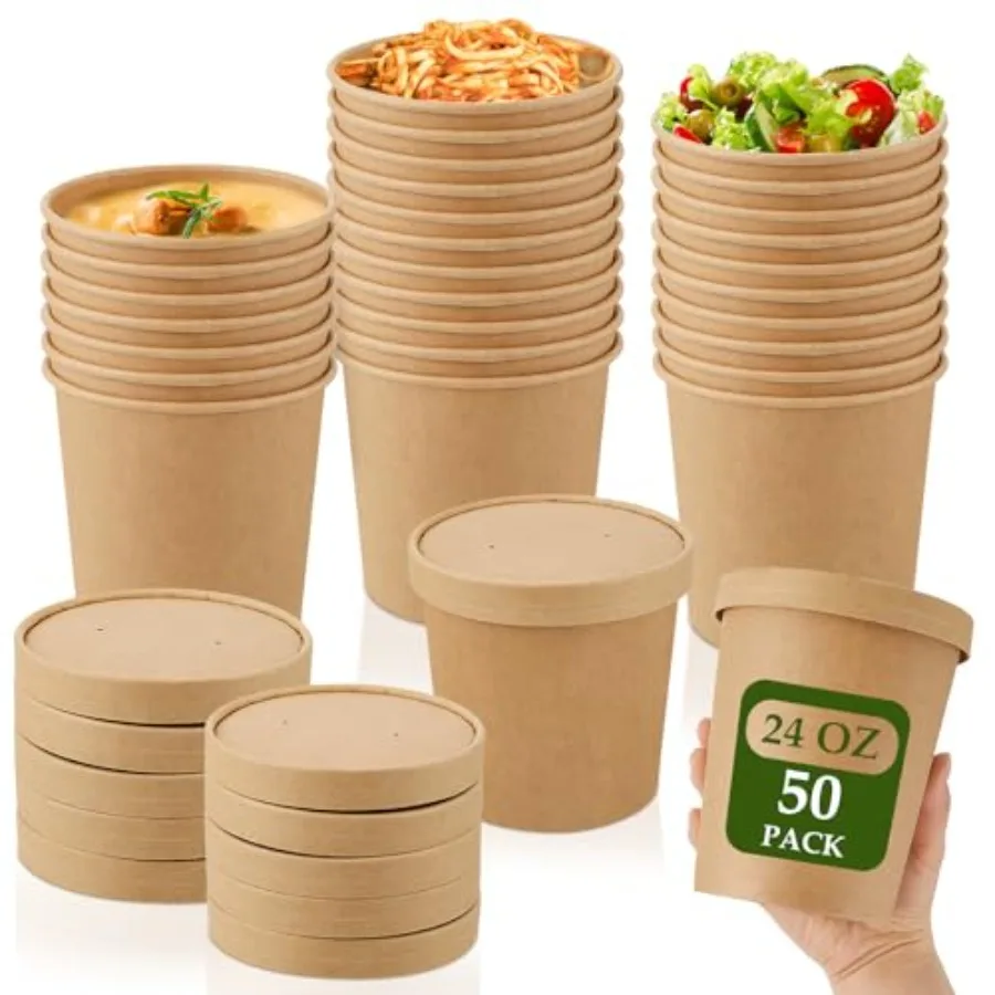Pack Paper Soup Containers with Lid Disposable Kraft Soup Food Bowl Microwavable Food Storage Ice Cream Containers Nice for Res
Pack Paper Soup Containers with Lid Disposable Kraft Soup Food Bowl Microwavable Food Storage Ice Cream Containers Nice for Res