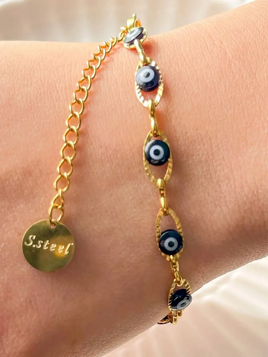 Mazuer 1pc Vintage Elegant Minimalist Stainless Steel Navy Eyeball Tennis Bracelet, Gift For Women, Suitable For Date, Parties,
Mazuer 1pc Vintage Elegant Minimalist Stainless Steel Navy Eyeball Tennis Bracelet, Gift For Women, Suitable For Date, Parties,
