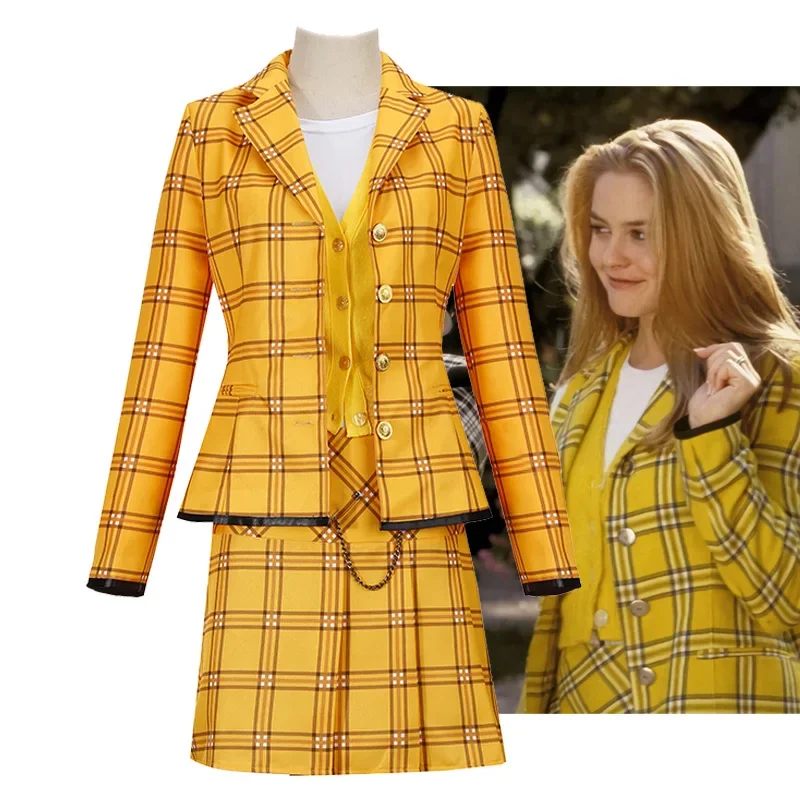Cosplay Clueless Cher Horowitz Mini Skirt Suit Yellow Checkered College Style Uniform Women's Commuter Career Clothing
Cosplay Clueless Cher Horowitz Mini Skirt Suit Yellow Checkered College Style Uniform Women's Commuter Career Clothing