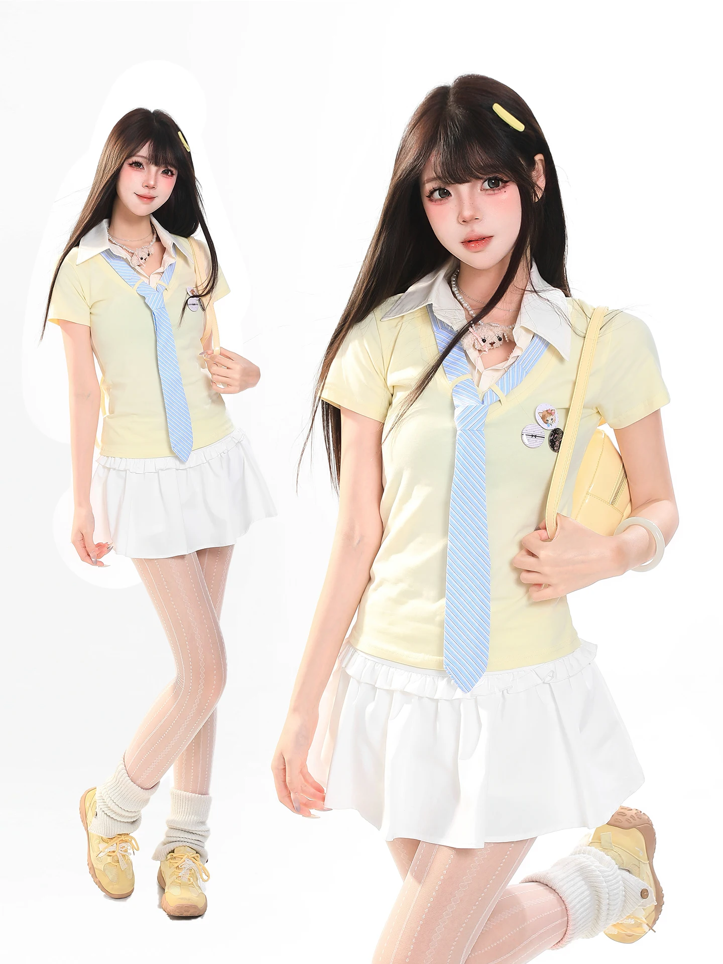 Preppy Style Short Sleeve Shirt T-Shirt with Tie Design Slim Fit for Girls Summer Fashion College Style Top Women's Clot...
Preppy Style Short Sleeve Shirt T-Shirt with Tie Design Slim Fit for Girls Summer Fashion College Style Top Women's Clot...