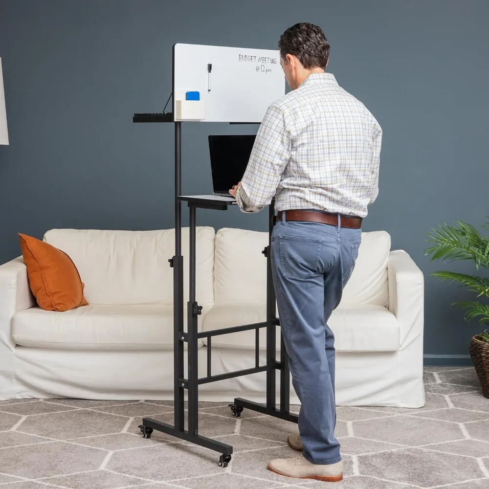 Standing Whiteboard Desk, Adjustable Height, Computer Desk, Laptop Desk, Portable, Rolling, 21" L x 21.5" W x 68.5" H, White
Standing Whiteboard Desk, Adjustable Height, Computer Desk, Laptop Desk, Portable, Rolling, 21" L x 21.5" W x 68.5" H, White