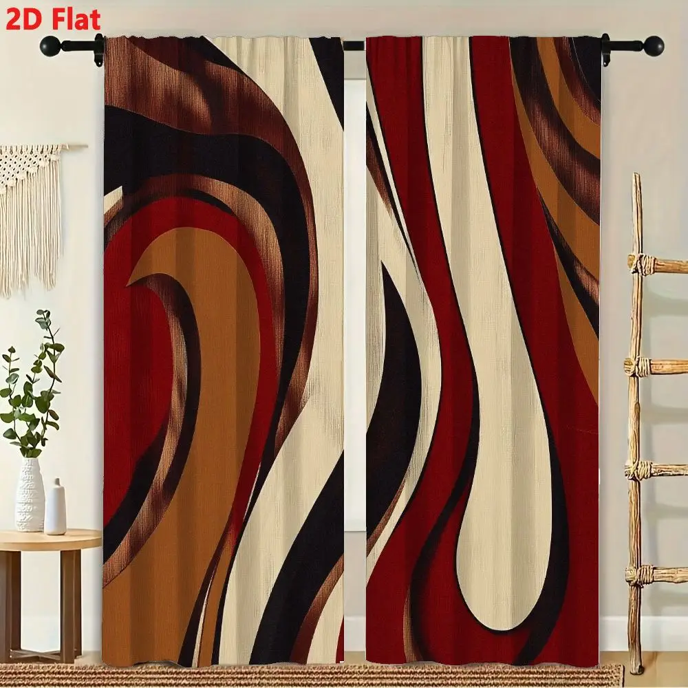 2pcs Curtains, Abstract Deep Red Cream Black And Brown Artwork Flowing Curved Window Drapes for Bedroom Window Treatment
2pcs Curtains, Abstract Deep Red Cream Black And Brown Artwork Flowing Curved Window Drapes for Bedroom Window Treatment