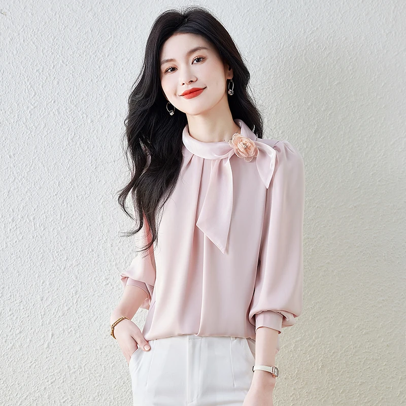 Women Spring Summer Style Satin Blouses Shirts Lady Casaul Long Sleeve Bow Tie Collar Blusas Tops
Women Spring Summer Style Satin Blouses Shirts Lady Casaul Long Sleeve Bow Tie Collar Blusas Tops