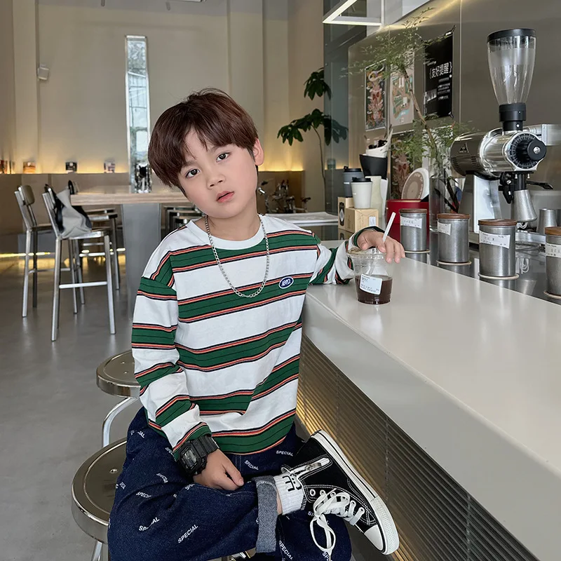 2025 Spring Children Clothes Girls Long Sleeves Bottoming Shirts Cool Boys Stripe Cotton T-shirt Teen Loose Casual 2-7y Kids Top
2025 Spring Children Clothes Girls Long Sleeves Bottoming Shirts Cool Boys Stripe Cotton T-shirt Teen Loose Casual 2-7y Kids Top