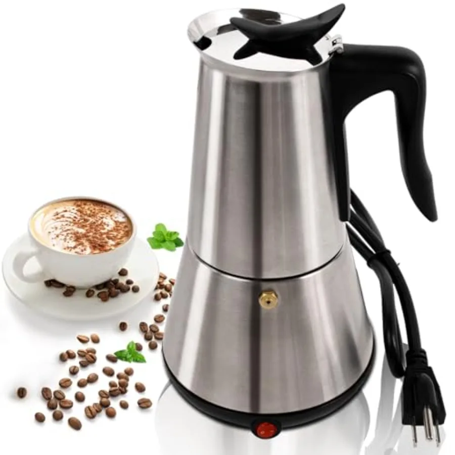 Stainless Steel Electric Moka Pot 6 Cup 300ml Express Coffee Maker Stovetop Espresso Portable Coffeemaker Italian Classic Brewi
Stainless Steel Electric Moka Pot 6 Cup 300ml Express Coffee Maker Stovetop Espresso Portable Coffeemaker Italian Classic Brewi