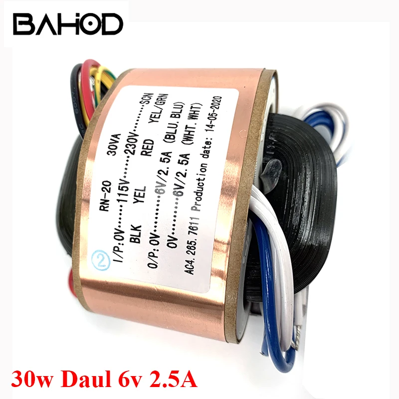 BAHOD 30 Вт двойной 6 В 2,5 А R тип силовой трансформатор для HIFI усилителя аудио аксессуары
BAHOD 30 Вт двойной 6 В 2,5 А R тип силовой трансформатор для HIFI усилителя аудио аксессуары