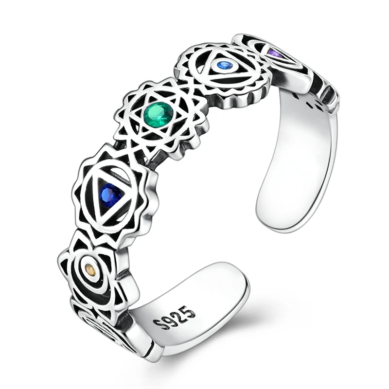 New 925 Sterling Silver Colorful Yoga Chakra Opening Ring For Women Exquisite Birthday Party Jewelry Gifts
New 925 Sterling Silver Colorful Yoga Chakra Opening Ring For Women Exquisite Birthday Party Jewelry Gifts