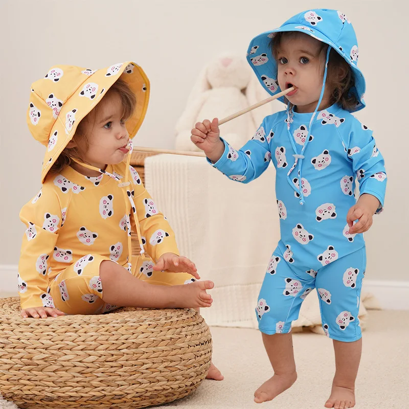 Boys Girls One-piece Swimsuit + Sun Hat Kids Cute Cartoon Print Long Sleeve Sun-protective Surfing Bathing Suit Baby Swimwear
Boys Girls One-piece Swimsuit + Sun Hat Kids Cute Cartoon Print Long Sleeve Sun-protective Surfing Bathing Suit Baby Swimwear