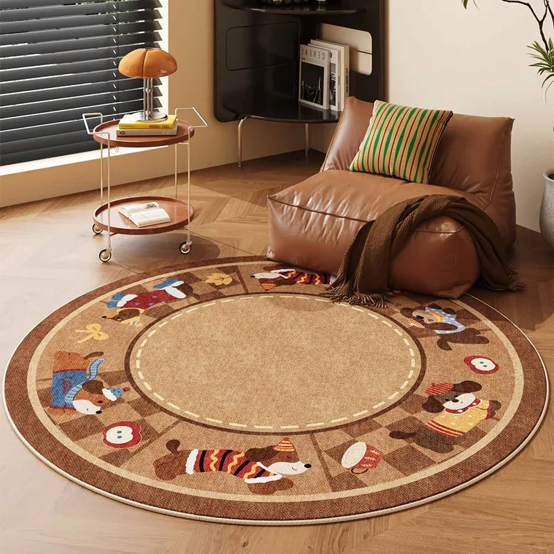 Round Living Room Carpet Stain-resistant Wear-resistant Floor Mat Brown Cartoon Puppy Pattern Rug Large Size Home Decor Rugs
Round Living Room Carpet Stain-resistant Wear-resistant Floor Mat Brown Cartoon Puppy Pattern Rug Large Size Home Decor Rugs