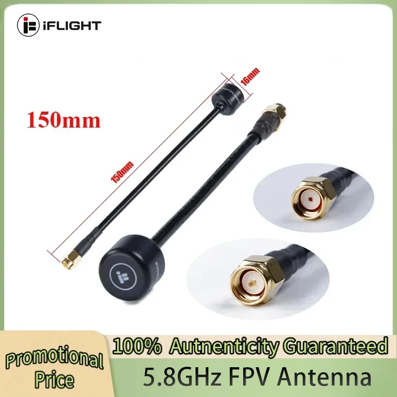 IFlight 150mm 5.8GHz FPV Antenna 2.0dBi SMA RP-SMA RHCP for FPV Racing Drone Quadcopter RC Parts
IFlight 150mm 5.8GHz FPV Antenna 2.0dBi SMA RP-SMA RHCP for FPV Racing Drone Quadcopter RC Parts