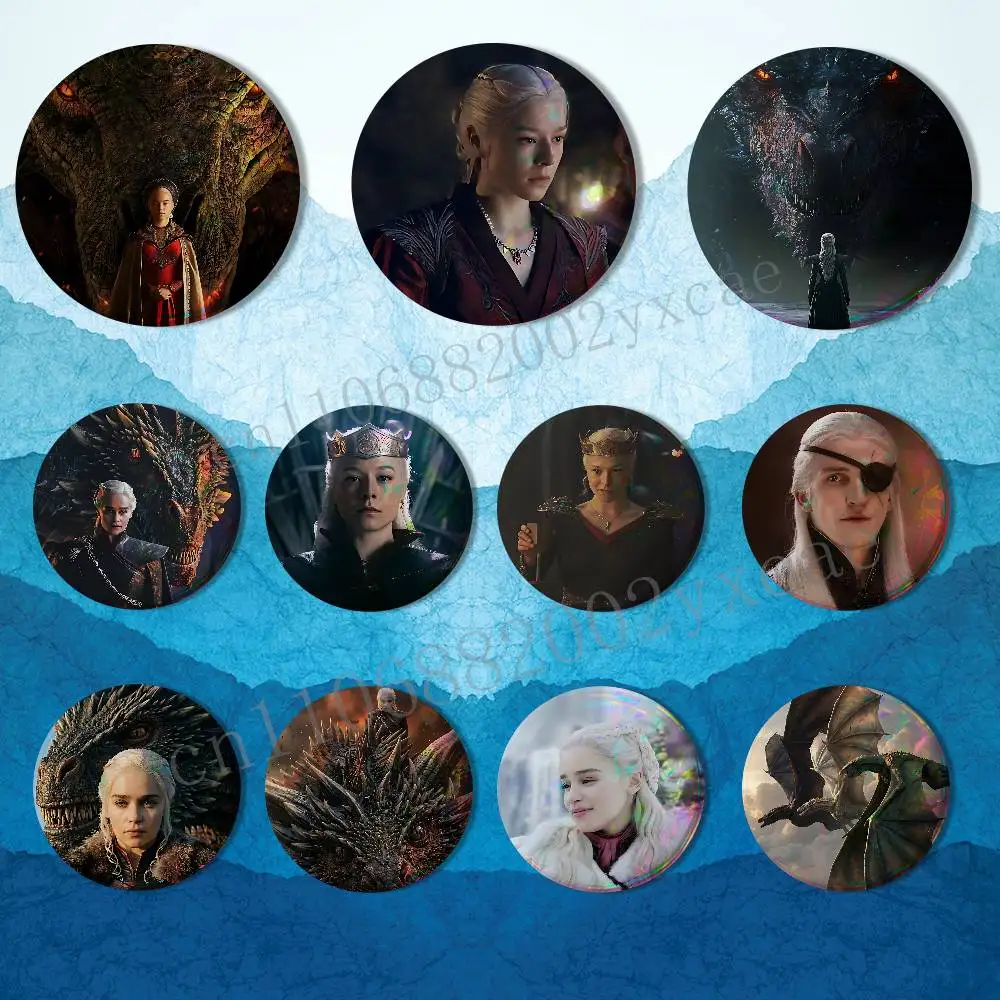 Rhaenyra Targaryen House of the Dragon Laser reflective round badges pins bag clothing decorations collectibles for friends
Rhaenyra Targaryen House of the Dragon Laser reflective round badges pins bag clothing decorations collectibles for friends
