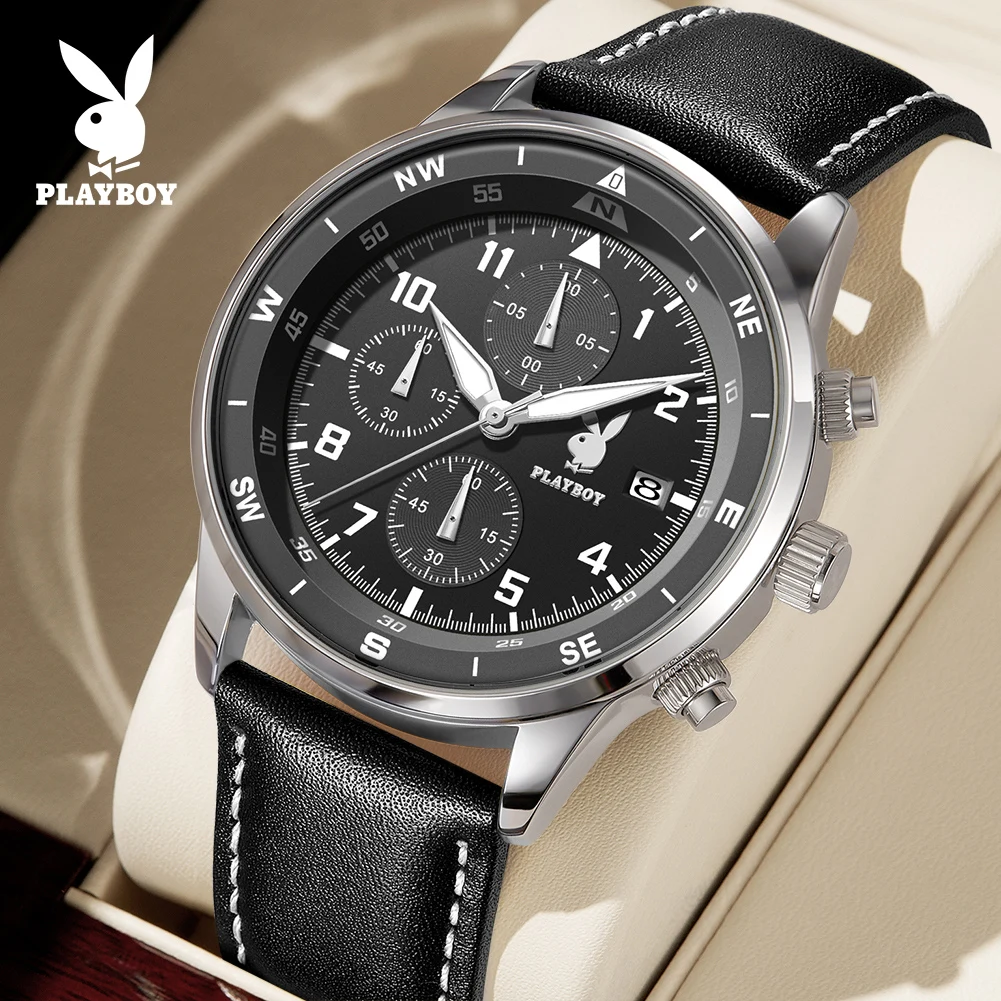 PLAYBOY 3303 Fashion Brand Quartz Movement Watch Big Chronograph Dial Leather Strap HD Luminous Function Calendar Window Watch
PLAYBOY 3303 Fashion Brand Quartz Movement Watch Big Chronograph Dial Leather Strap HD Luminous Function Calendar Window Watch