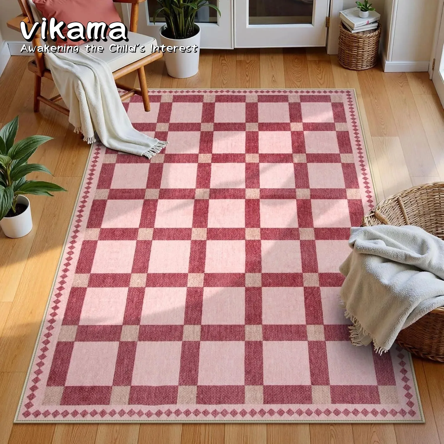 Ковер VIKAMA в скандинавском стиле Harmony, розовый/белый клетчатый коврик из искусственного кашемира, нескользящий пол в гостиной для уютных помещений
Ковер VIKAMA в скандинавском стиле Harmony, розовый/белый клетчатый коврик из искусственного кашемира, нескользящий пол в гостиной для уютных помещений
