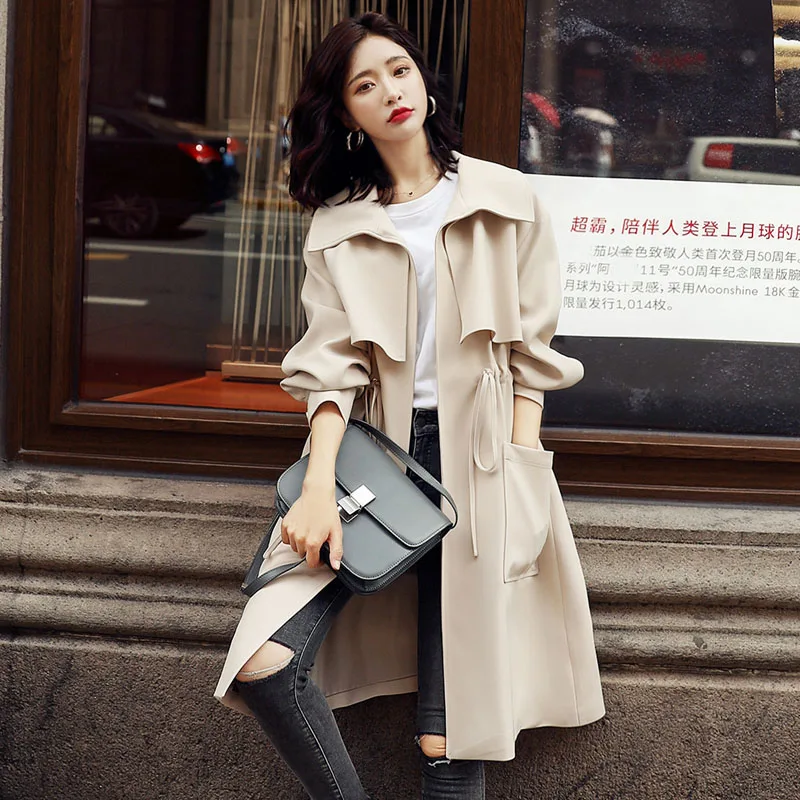 2022 Spring Autumn New Khaki Long Trench Coat Women's Clothing Loose Waist Ladies double breasted Windbreaker Outerwear P66
2022 Spring Autumn New Khaki Long Trench Coat Women's Clothing Loose Waist Ladies double breasted Windbreaker Outerwear P66