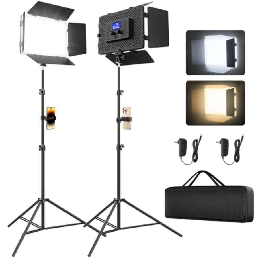 【New model】2 Pack Led Video Light Panel Light with Barndoor 8000mAh Rechargeable Camera Light with 79'' Stand Photo Studio Ligh
【New model】2 Pack Led Video Light Panel Light with Barndoor 8000mAh Rechargeable Camera Light with 79'' Stand Photo Studio Ligh
