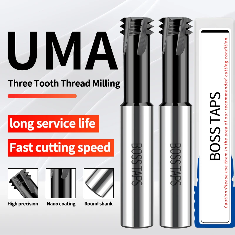BOSS TAPS CNC 60° Tungsten Steel Three Row Thread Milling Cutter M1 M1.2 M1.4 M1.6 M2 M2.5 M3 M4 M5 M6 M8 M10 Mill Mills Cutters
BOSS TAPS CNC 60° Tungsten Steel Three Row Thread Milling Cutter M1 M1.2 M1.4 M1.6 M2 M2.5 M3 M4 M5 M6 M8 M10 Mill Mills Cutters