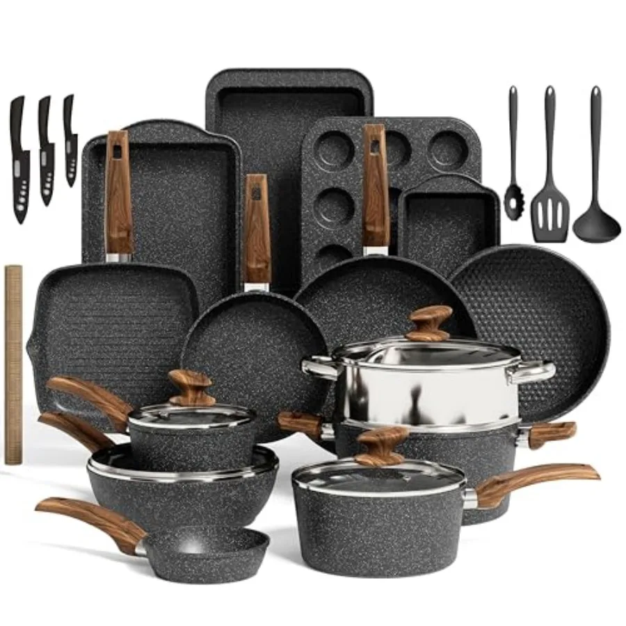 Kitchen Induction and Bakeware - Granite Cooking Pans, Non-Stick Pots and Pans Set
Kitchen Induction and Bakeware - Granite Cooking Pans, Non-Stick Pots and Pans Set