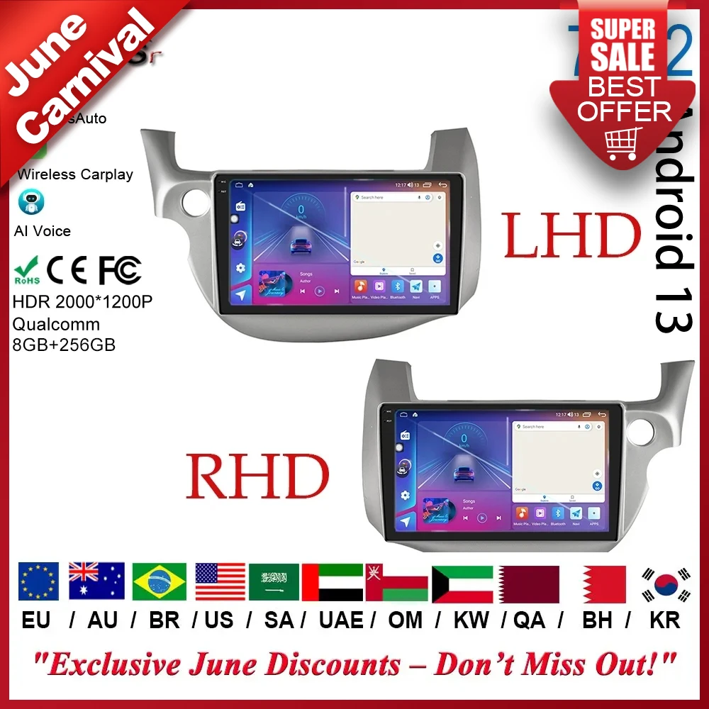 Android For Honda Jazz 2 GG 2008 - 2014 Fit 2 GE 2007 - 2014 Auto Radio Carplay Multimedia Player Navigation Video DVD Screen TV
Android For Honda Jazz 2 GG 2008 - 2014 Fit 2 GE 2007 - 2014 Auto Radio Carplay Multimedia Player Navigation Video DVD Screen TV