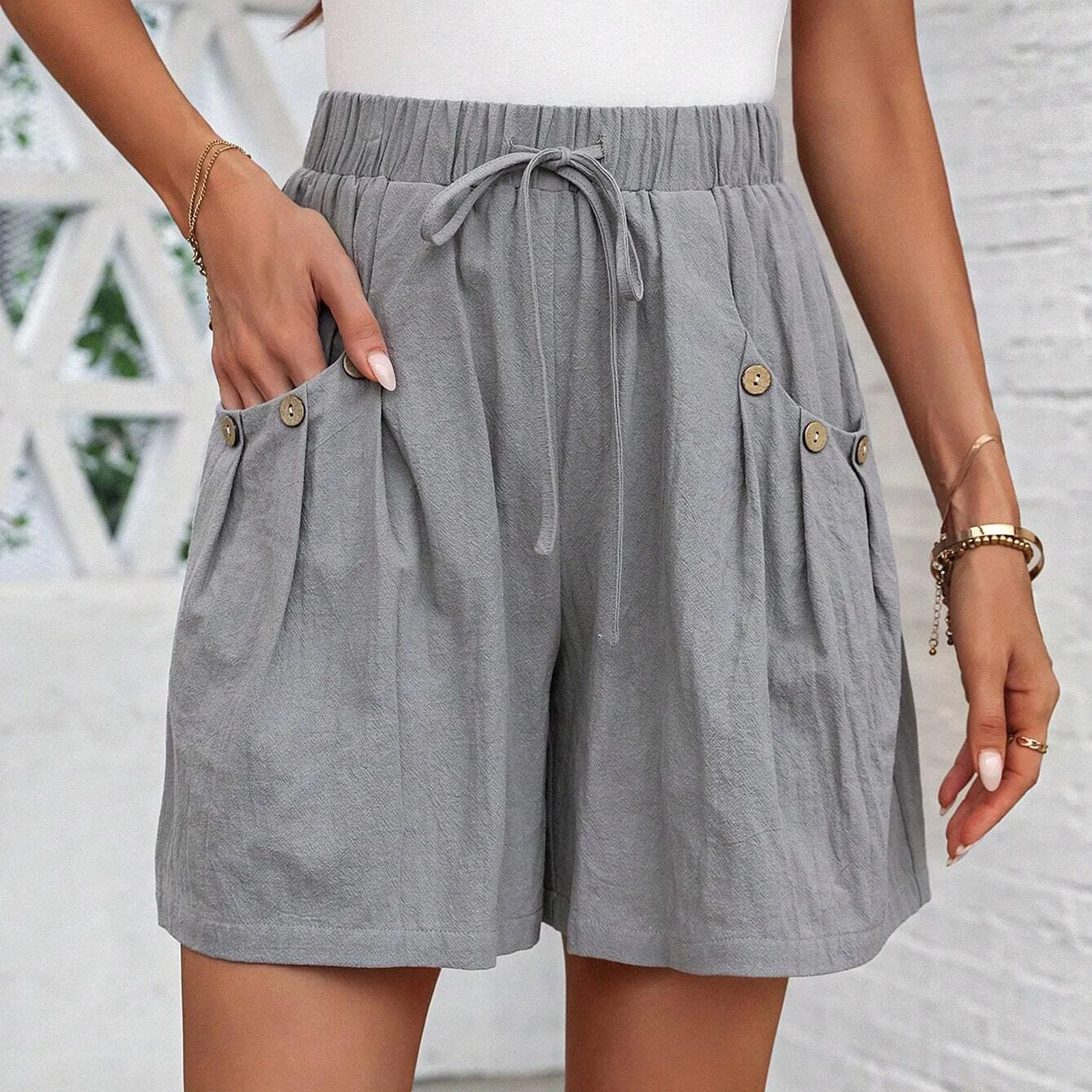 women pants Casual Wide Leg Shorts With Elastic Waist And Double Pocketed short Pants Comfortable summer bottoms short mujer
women pants Casual Wide Leg Shorts With Elastic Waist And Double Pocketed short Pants Comfortable summer bottoms short mujer