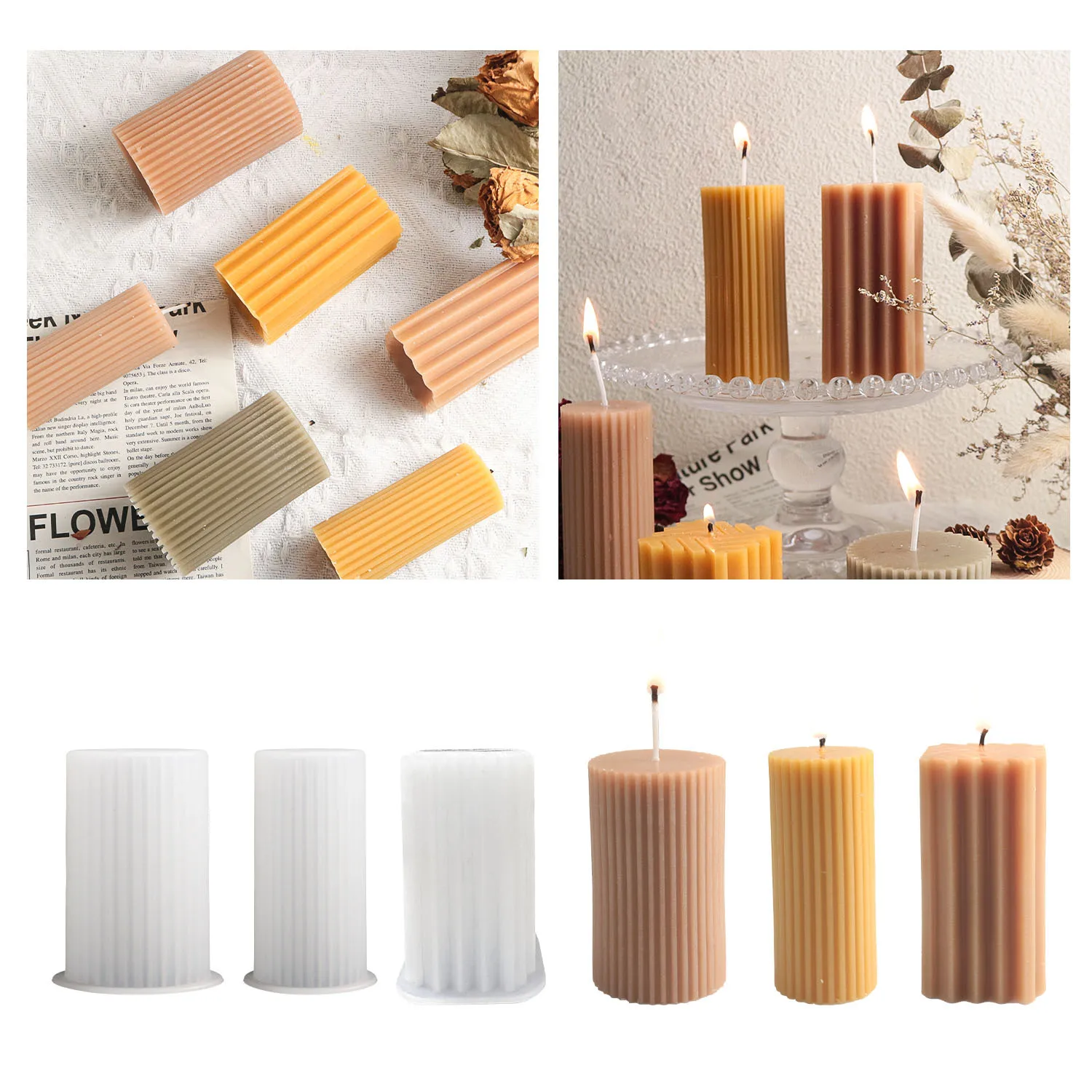 DIY Cylinder Stripe Candle Silicone Mold Epoxy Resin Mold for Home Atmosphere Decoration
DIY Cylinder Stripe Candle Silicone Mold Epoxy Resin Mold for Home Atmosphere Decoration
