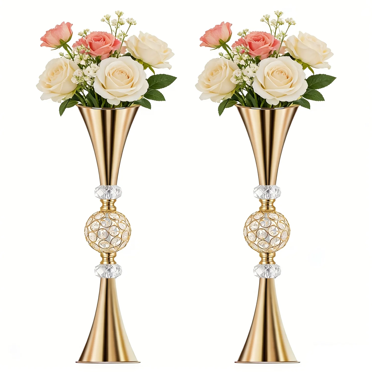 2-Pack Elegant Golden Crystal-Style Trumpet Vases – 27.6 Inch Tall Centerpiece Vases for Fresh or Dried Flowers, Table or Floor Display, Ideal for Celebrations, Dining Decor, Bridal Showers & Special Occasions
2-Pack Elegant Golden Crystal-Style Trumpet Vases – 27.6 Inch Tall Centerpiece Vases for Fresh or Dried Flowers, Table or Floor Display, Ideal for Celebrations, Dining Decor, Bridal Showers & Special Occasions