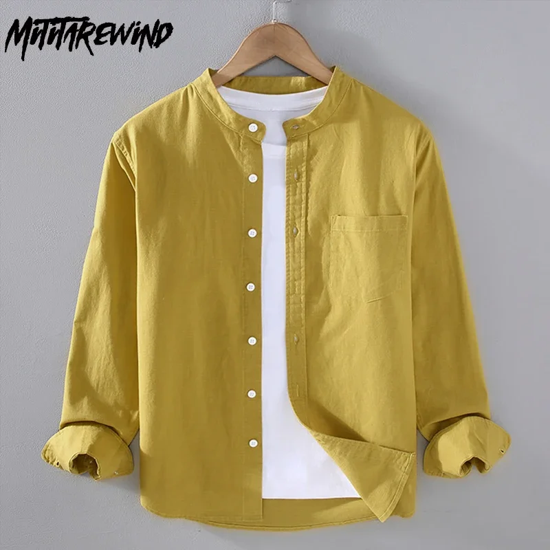 Spring Summer Long Sleeve Cotton Linen Shirt Men Daily Casual Shirts Breathable Top Pocket Stand Collar Shirt Men Yellow Shirt
Spring Summer Long Sleeve Cotton Linen Shirt Men Daily Casual Shirts Breathable Top Pocket Stand Collar Shirt Men Yellow Shirt