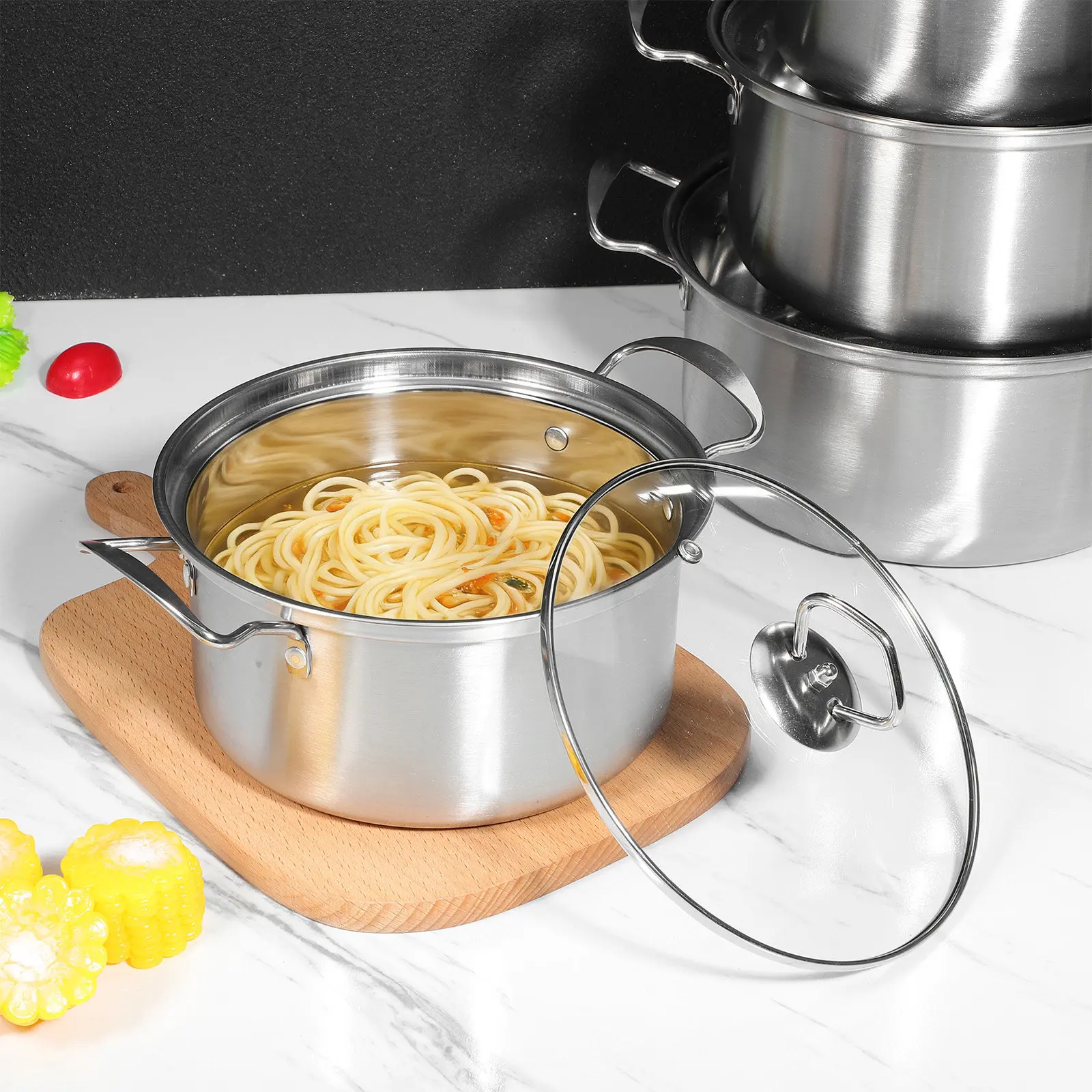 5 Sets Stockpots cooking pots with lids Stainless Steel Soup Pots Kitchen Induction Cookware Set Induction Pots with Glass Lids
5 Sets Stockpots cooking pots with lids Stainless Steel Soup Pots Kitchen Induction Cookware Set Induction Pots with Glass Lids