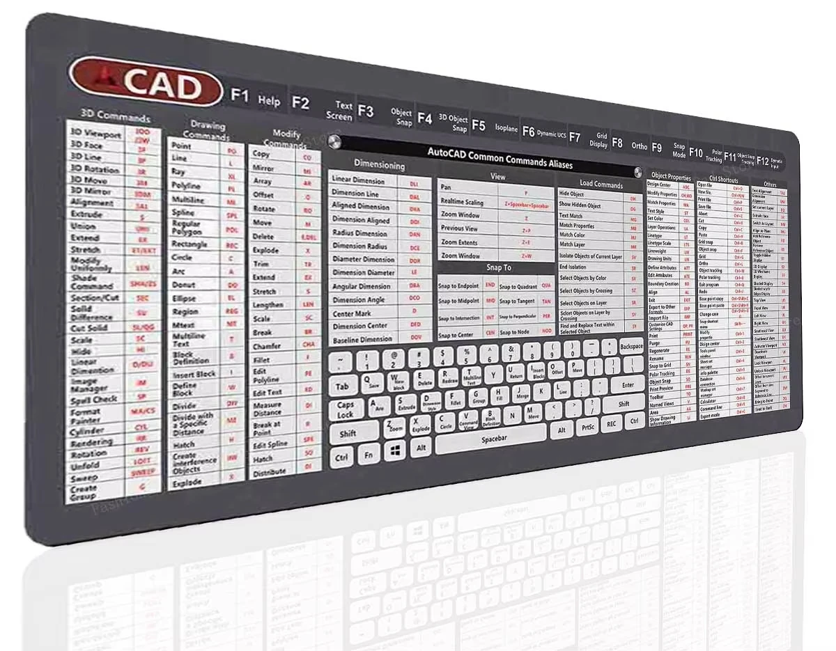 New Large For CAD Shortcut Keys Cheat Sheet Desk Mat, Non-Slip Hotkey Mouse Pad For Software Design Engineers Office Users
New Large For CAD Shortcut Keys Cheat Sheet Desk Mat, Non-Slip Hotkey Mouse Pad For Software Design Engineers Office Users