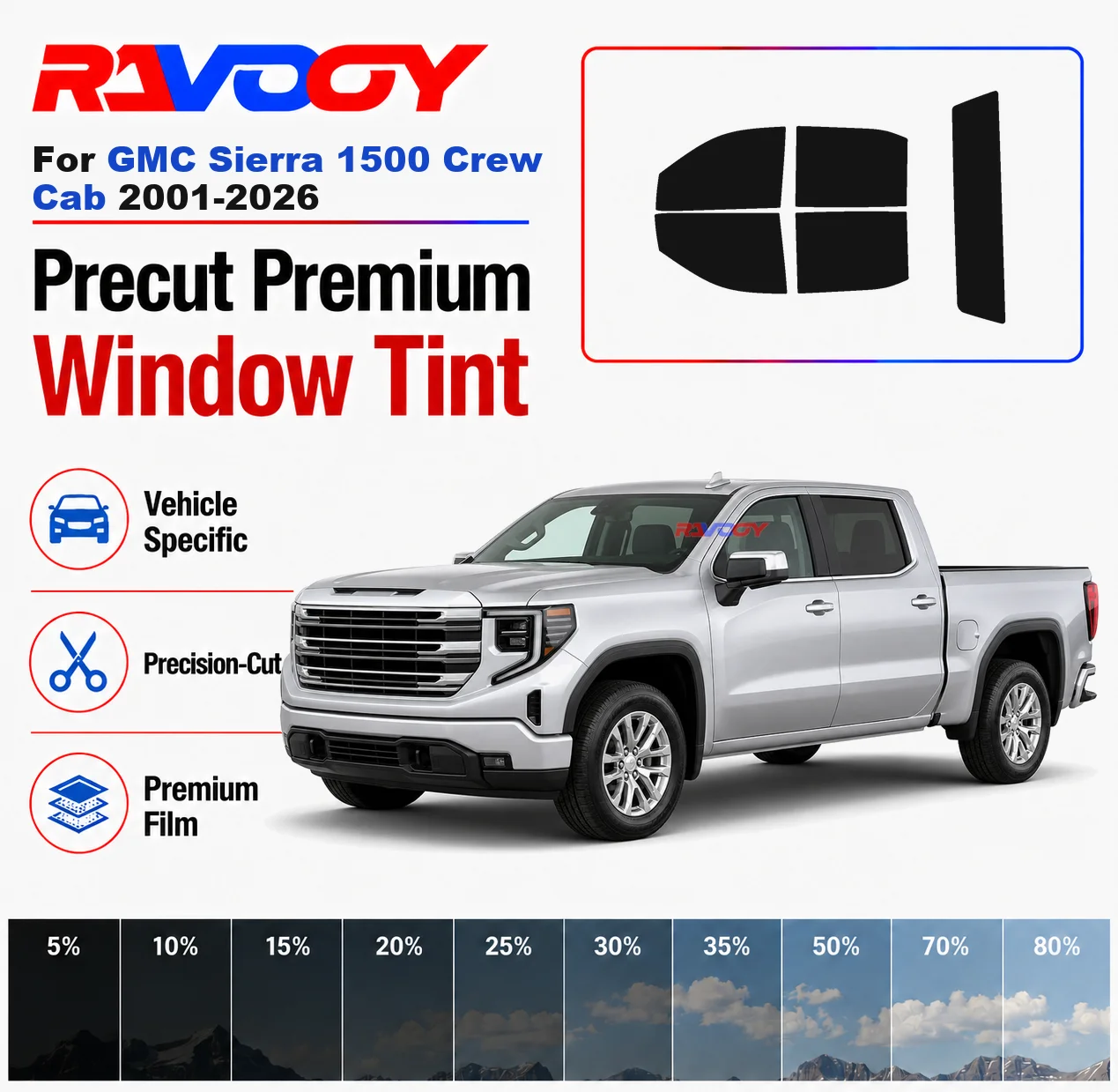 Premium Precut Window Tint Kit Front Rear Windows Rear Windshield For GMC Sierra 1500 Crew Cab 2001-2026 Nano Ceramic Film
Premium Precut Window Tint Kit Front Rear Windows Rear Windshield For GMC Sierra 1500 Crew Cab 2001-2026 Nano Ceramic Film