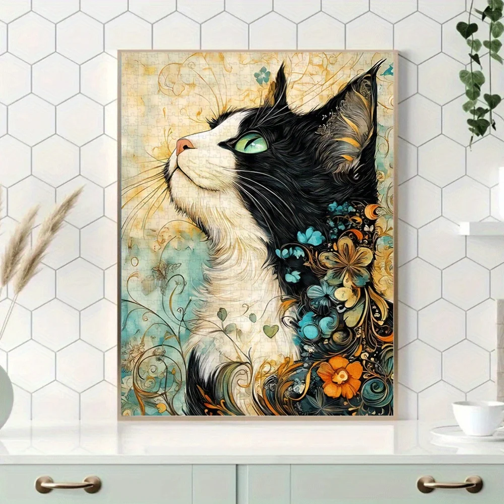 1000pcs Black & White Cat Floral Puzzle - Vintage feline jigsaw with Teal, Challenging DIY Brain Teaser for Adults & Families,
1000pcs Black & White Cat Floral Puzzle - Vintage feline jigsaw with Teal, Challenging DIY Brain Teaser for Adults & Families,
