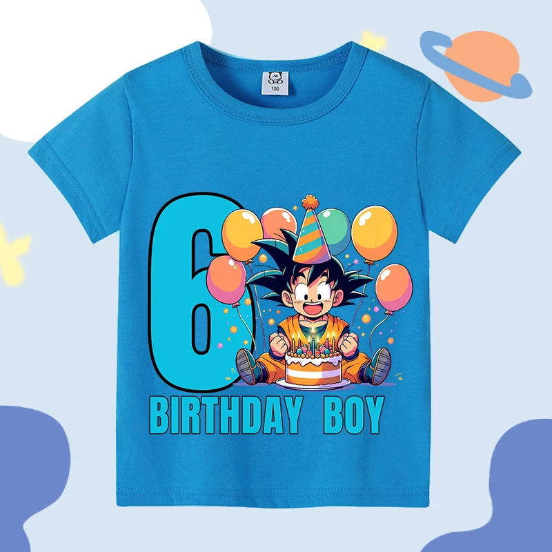 Dragon Ball Blue Birthday T-shirt Children Clothing Goku Cartoon Anime Short Sleeve Boy Trendy Cool Casual Tee Kid's Clothes Top
Dragon Ball Blue Birthday T-shirt Children Clothing Goku Cartoon Anime Short Sleeve Boy Trendy Cool Casual Tee Kid's Clothes Top