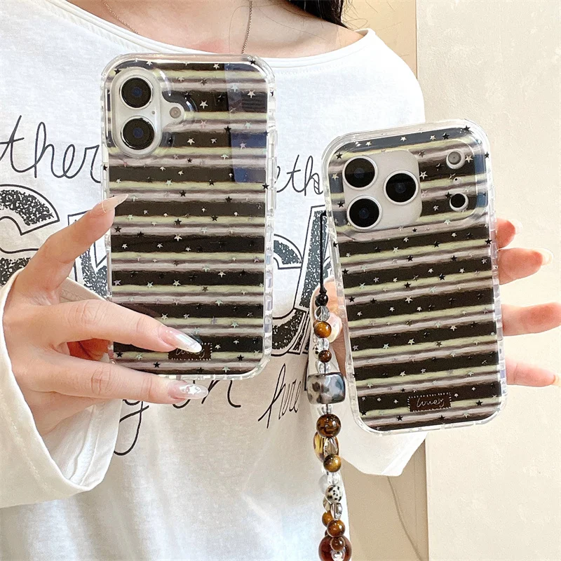 Fashion Simple Black Stripes Star Case For iPhone 17 Pro 15 14 16 Pro Max Phone Cover with Chain Strap Shockproof Cases Lovely F
Fashion Simple Black Stripes Star Case For iPhone 17 Pro 15 14 16 Pro Max Phone Cover with Chain Strap Shockproof Cases Lovely F